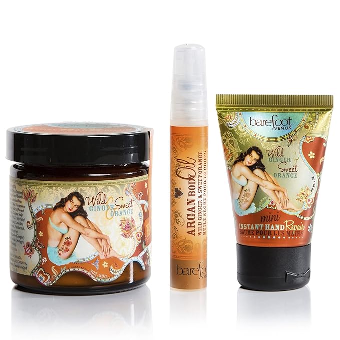 Wild Ginger & Sweet Orange Bundle: Instant Hand Repair (3 oz), Mini Instant Hand Repair (1 oz), Argan Body Oil (0.27 oz)
