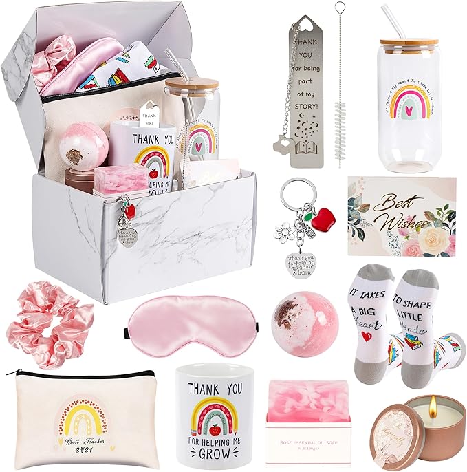 14 pcs Teacher Appreciation Gift Set Christmas Gifts Teacher Gifts Box for Women Best Teacher Gifts for Women Funny Thank You/Retirement/Christmas/Birthday Baskets Gifts for Teachers (Style--2)