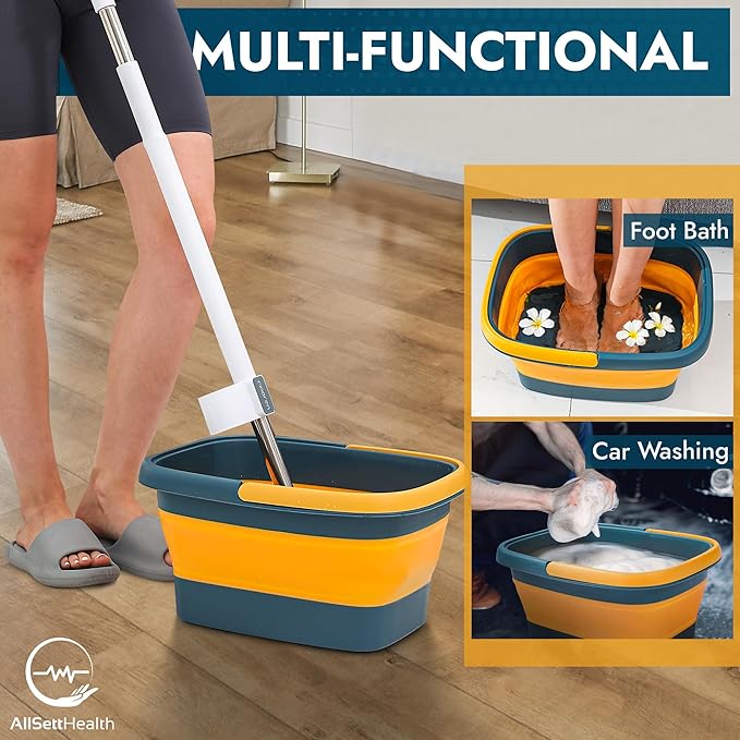 Advanced Collapsible Foot Spa Portable Pedicure Tub with Acupressure Points, Lightweight and Compact, Blue & Orange