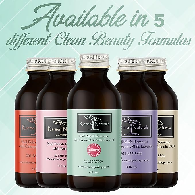 Karma Organic Nail Polish Remover & Nail Polish Bundle – Soybean Tea Tree Nail Polish Remover (4FL-Oz) Organic Nail Polish (0.43FL-Oz)