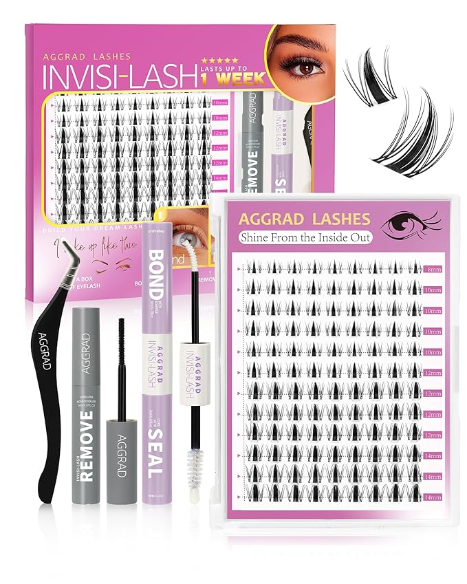 Fairy Lash Clusters Kit 8-14mm Manga Individual Lashes C Curl Wispy Eyelash Clusters WideSpan Eyelash Extension Kit with Lash Bond and Seal Wet-Look Spiky Cluster Lashes with Lash Bond and Seal