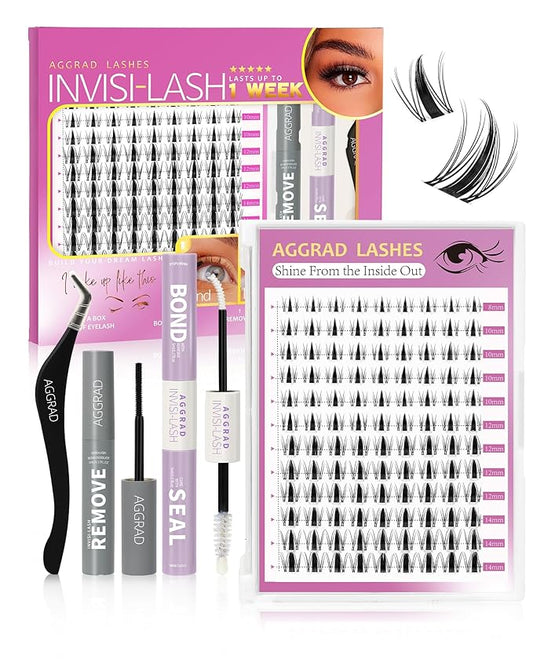 Fairy Lash Clusters Kit 8-14mm Manga Individual Lashes C Curl Wispy Eyelash Clusters WideSpan Eyelash Extension Kit with Lash Bond and Seal Wet-Look Spiky Cluster Lashes with Lash Bond and Seal