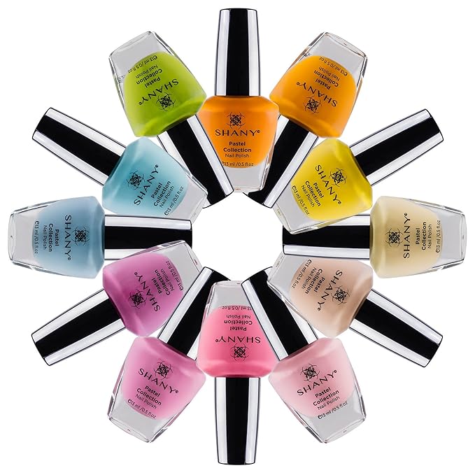 SHANY Nail Polish Set - Nail Lacquer Quick Dry, Full Size, Vibrant, Colorful, Trendy, Semi Glossy, Shimmery, Matte Nail Polish Set - 12 Colors - Pastel Collection