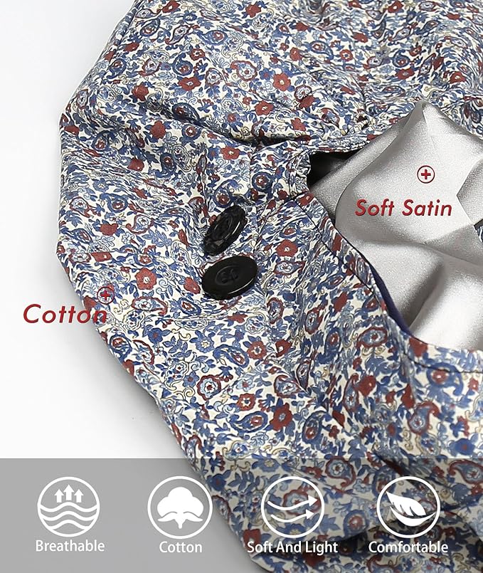 Satin Lined Work Cap with Button for Long Hair Women