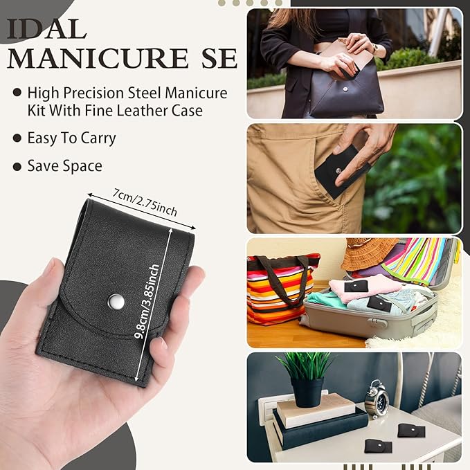 Therwen 50 Sets Stainless Steel Nail Clippers Bulk Professional Manicure Pedicure Set Nail Care Kit with Travel Case Grooming Kit for Men Women Colleagues, Black