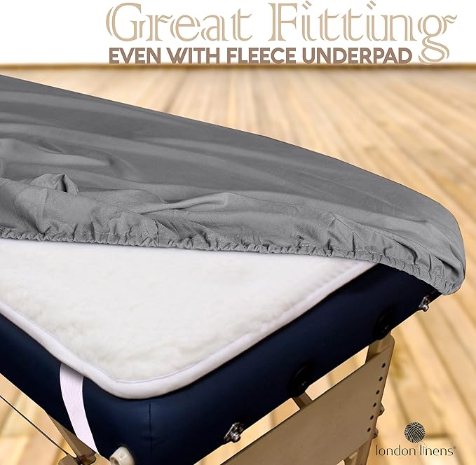 LONDON LINENS Soft Microfiber Massage Table Sheets Set 3 Piece Set - Includes Massage Table Cover, Massage Fitted Sheet, and Massage Face Rest Cover (Grey)