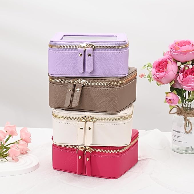 Aveniee Mini Clear Makeup Bag, Small Travel Toiletry Bag Cosmetic Bags TSA Approved, Clear Makeup Case Pouch with Zipper, Car Organizer Essentials for Women Men(Mini-Taupe)