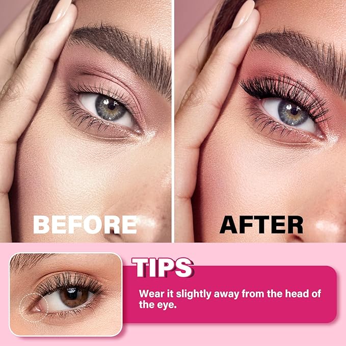 4Pcs Magnets Per Piece Magnetic Eyelashes With Applicator Long Lasting And Reusable Magnetic Lashes Kit No Glue Needed False Eyelashes Waterproof,Cruelty Free,Easy To Wear(1pair,Charm)