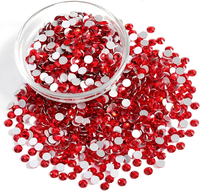 Beadsland Flatback Rhinestones Bulk,14400pcs Red Rhinestones for Crafts Clothes DIY Decoration, Light Siam, SS6, 1.9-2.1mm