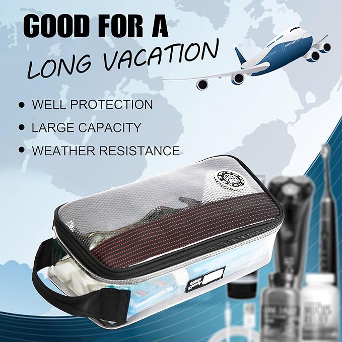 Rough Enough Clear Toiletry Bag for Traveling Men Shaving Kit Medicine Case Pouch Organizer Large for Toiletries Accessories