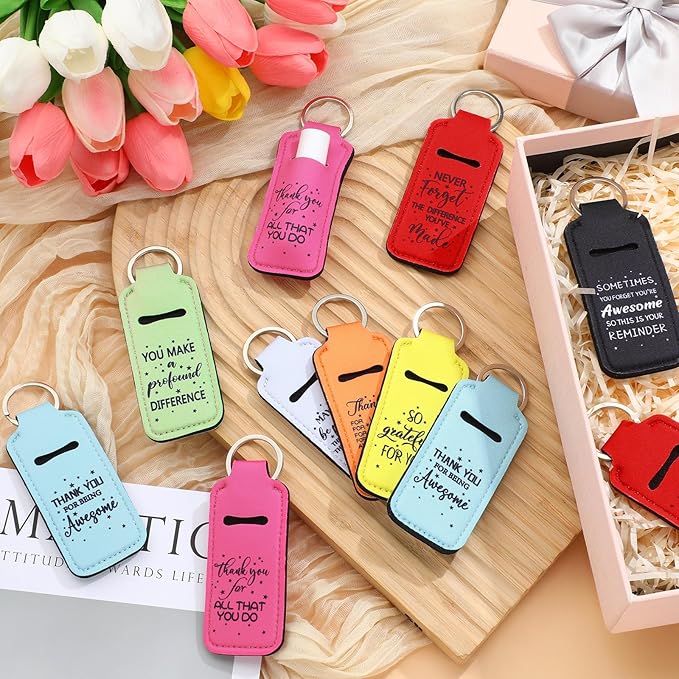 72 Pcs Lipstick Holder Bulk Lipstick Holder Keychain Thank You Inspirational Lip Gloss Pouch Portable(Bright Colors)