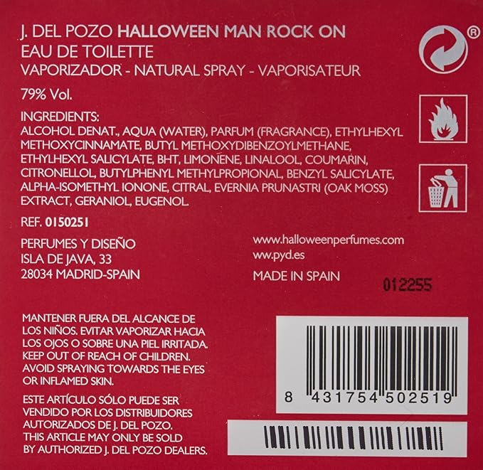 J. Del Pozo Halloween Man Rock On Eau de Toilette Spray, 4.2 Ounce