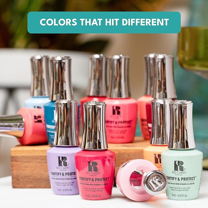 RC Red Carpet Manicure Kit Fortify & Protect Kit - Soak Off Gel Polishes for Long-Lasting, Vibrant, Professional Quality, High Shine, Chip-Resistant (Lovers Bundle).