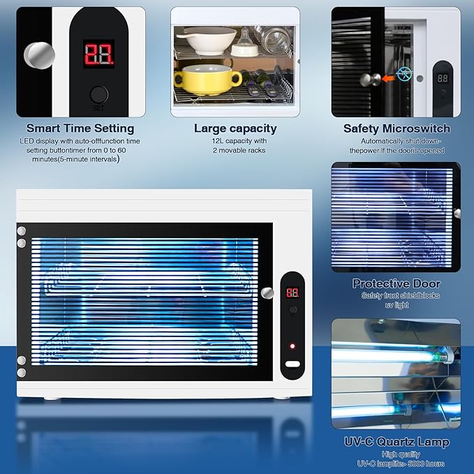 Nail Tool Cleaning Machine 17.14L Big Capacity UV Sanitizer Cabinet Salon Equipment for Spa Beauty Home Metal Tools