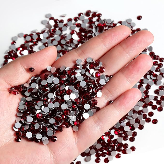Beadsland Flatback Rhinestones Bulk,14400pcs Red Rhinestones for Nails Crafts Clothes DIY Decoration, Dark Siam, SS6, 1.9-2.1mm