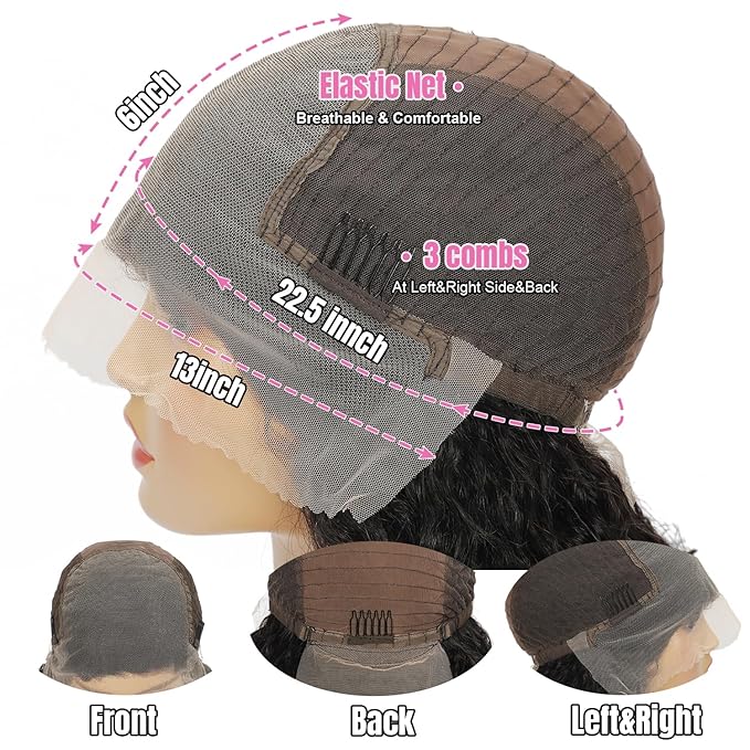 13x6 lace Front Wigs Human Hair 180% Density Water Wave Lace Front Wigs Human Hair Pre Plucked with Baby Hair HD Transparent Lace Frontal Wigs Wet and Wavy Wigs Human Hair 24 inch