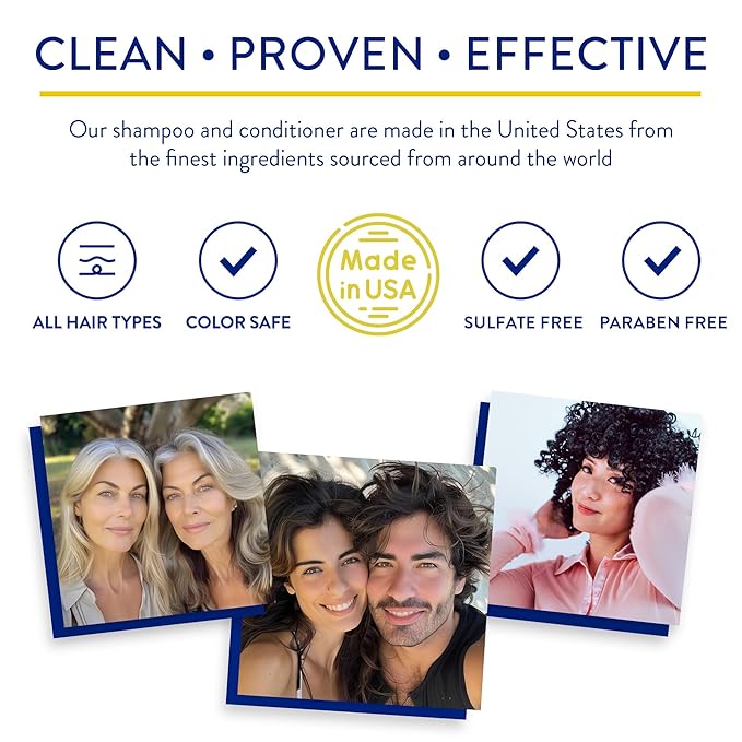 Routine Wellness Anti-Thinning Shampoo and Conditioner Set for Thinning Hair - Biotin DHT Blocker Women & Men - Color Safe Shampoo for Hair Loss & Healthier Hair - Orchid & Apricot (Pack of 2)