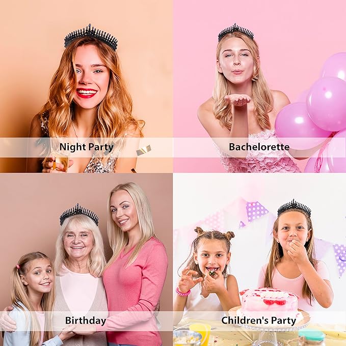 LIMELIA Women's Tiara for Henna Wedding Party|Glitter Hair Accessories for Bridal Birthday Pageant Prom Halloween Cos-play Christmas Party|Antares-Navy Blue