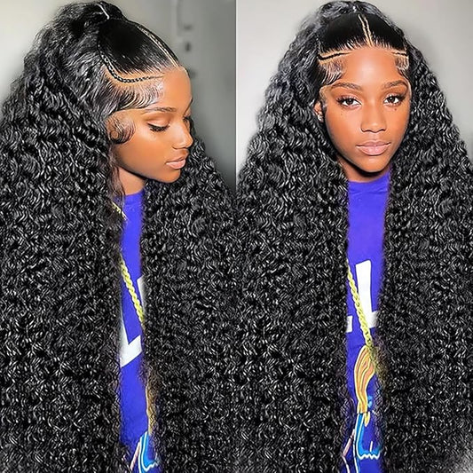 13x6 Lace Front Wigs Human Hair Deep Wave HD Lace Frontal Wigs Human Hair 180% Density Deep Curly Human Hair Wig for Black Women with Baby Hair 22 Inch