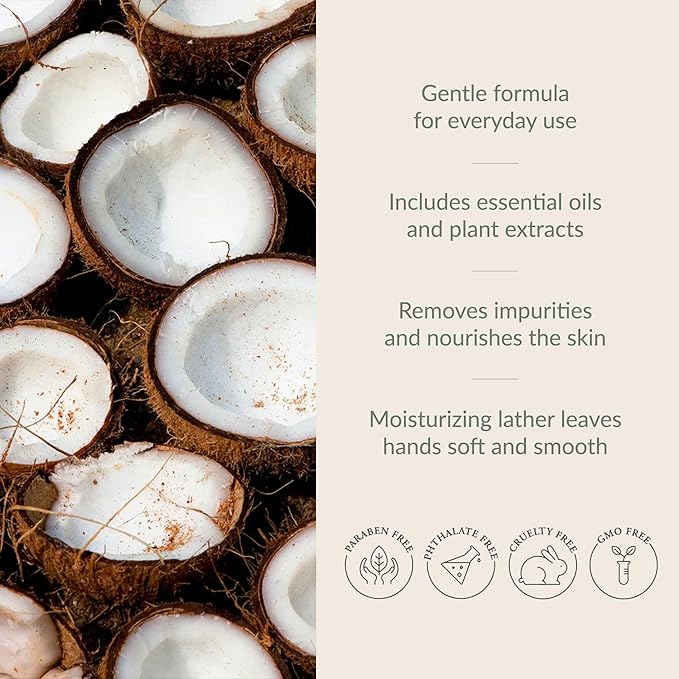 Archipelago Botanicals Coconut Hand Wash Refill, Liquid Hand Soap Refill, Fragrances with Coconut, Lemon Verbena and Lime, 33 fl oz