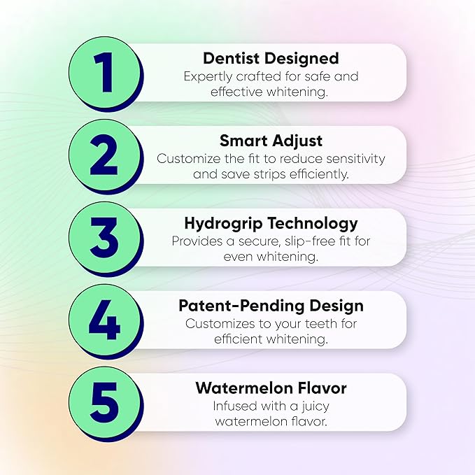 Something Nice Lumismart Whitening Strips - Dentist-Designed, Enamel Safe, up to 42 Treatments with Smart Adjust - Teeth Whitening Strips in Watermelon for Sensitive Teeth