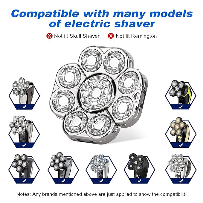 9D Electric Shaver for Men - 9 Blades Replacement Head Universal Blade for Electric Razor, 2 Pack