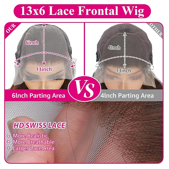 30 Inch Chocolate Brown Lace Front Wig Pre Plucked 13x6 Body Wave Lace Front Wigs Human Hair 180% Density Colored #4 Light Brown Glueless Wig HD Lace Frontal Wigs for Women