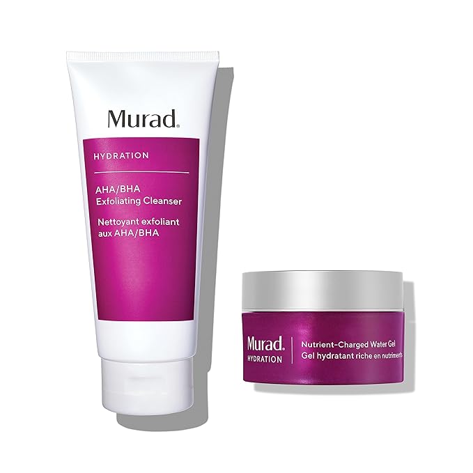 Murad Smooth & Replenish Value Set - 2-Piece Full-Size Set $117 Value - AHA/BHA Cleanser & Water Gel Moisturizer