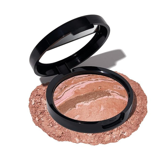 LAURA GELLER NEW YORK Baked Blush-n-Bronze Marbleized 2-in-1 Sculpting Bronzer Blush - Ginger Bronze - Contour Face with a Radiant Flush