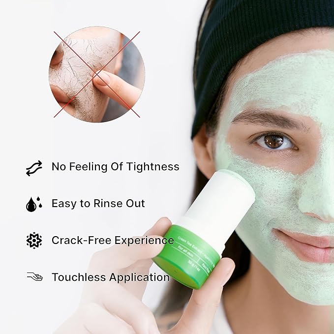 2-in-1 Green Tea Mask Stick - Blackhead Remover Mask & Hyaluronic Acid Moisturizer - Facial Deep Pore Cleanser - Face Masks for Skincare (2-pack, Tea Tree)