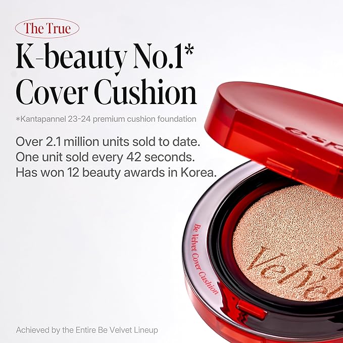 espoir [NEW] Be Velvet Cushion Foundation | Quick and Easy Coverage with Long-lasting Color by Zero Oxidation (#21 Ivory, 0.46 Ounce (Pack of 1))