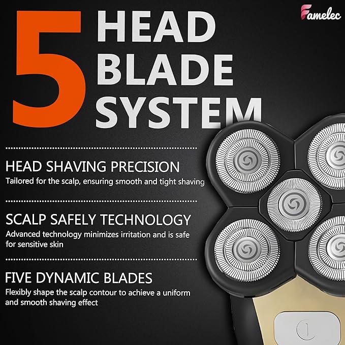 Upgraded Shaver Replacement Blades for Fre* Bi*d Replacement Blades, 5-Blade Rotary Electric Razor Head Shavers for Bald Men, Head Shaver Kit for Freedom, 2 Pack