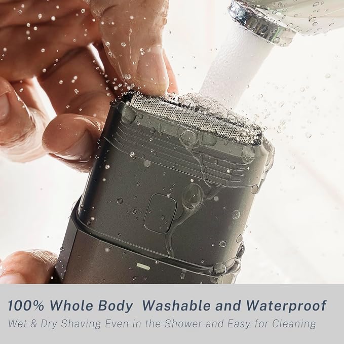 Compact Travel Electric Foil Shavers for Men Face - Portable Electric Razors for Mens Bald Head Body Waterproof Wet/Dry - Dual-Action Blades for Close Shaving - USB-C Rechargeable