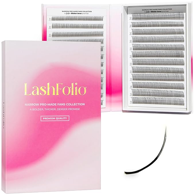 LLBA LashFolio Wet Promade Fans | Handmade Volume Eyelashes | Multi Selections From 5D To 10D | C CC D Curl | 0.03~0.07 mm | 8-15mm Length | Long Lasting | Easy Application (5D-0.07 CC 8mm-15mm)