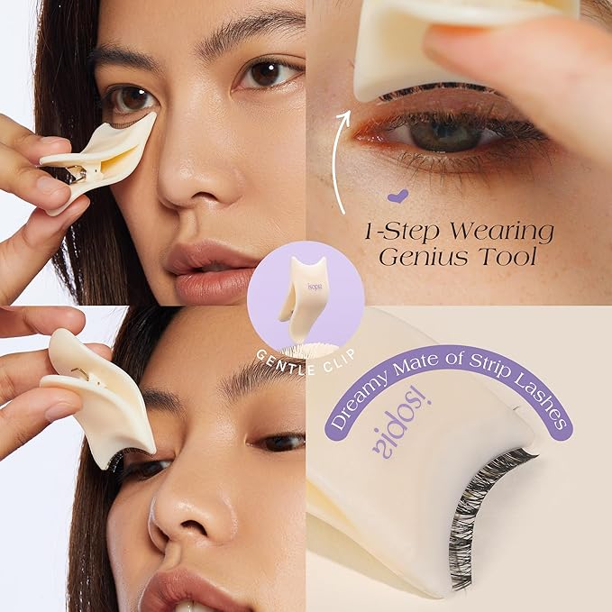 False Eyelashes - Ultra Soft Clear Band Wispy Lashes, Reusable Strip, Natural 1s Wearing Starter Friendly Kit (BREATH)