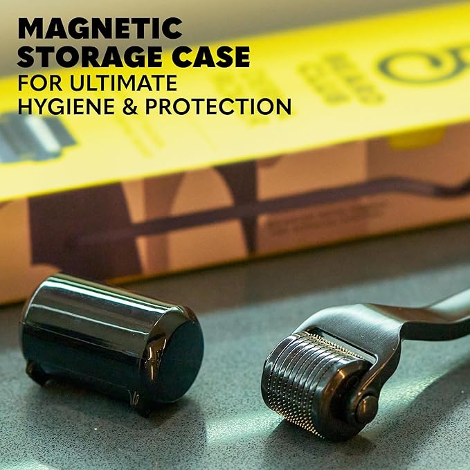 The Beard Club Beard Roller with Cleansing Spray & Replacement Head - 0.3mm Titanium Coated Needles, 3 Count