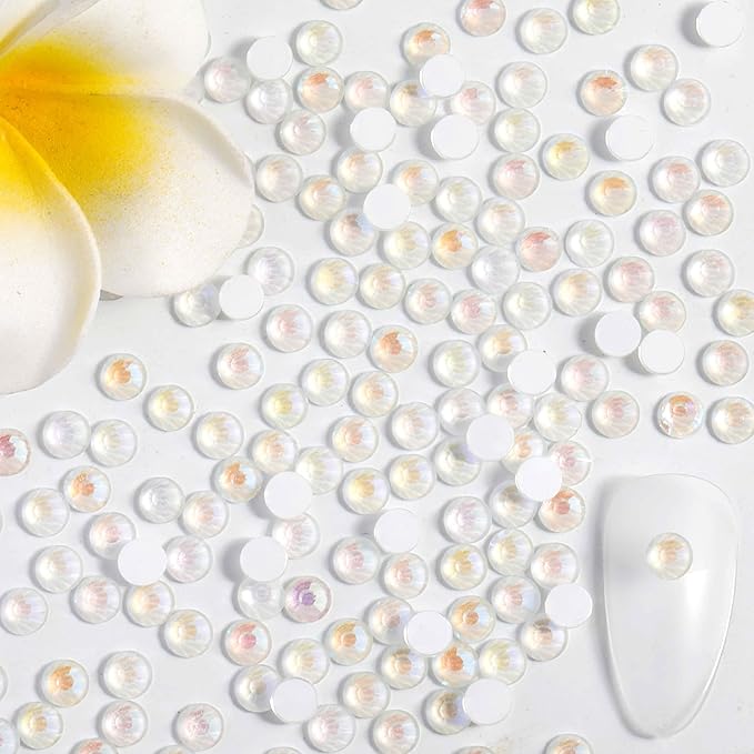 Beadsland 1440pcs Flat Back Crystal Rhinestones Round Gems for Nail Art and Craft Glue Fix, Luminous White, SS6, 1.9-2.1mm