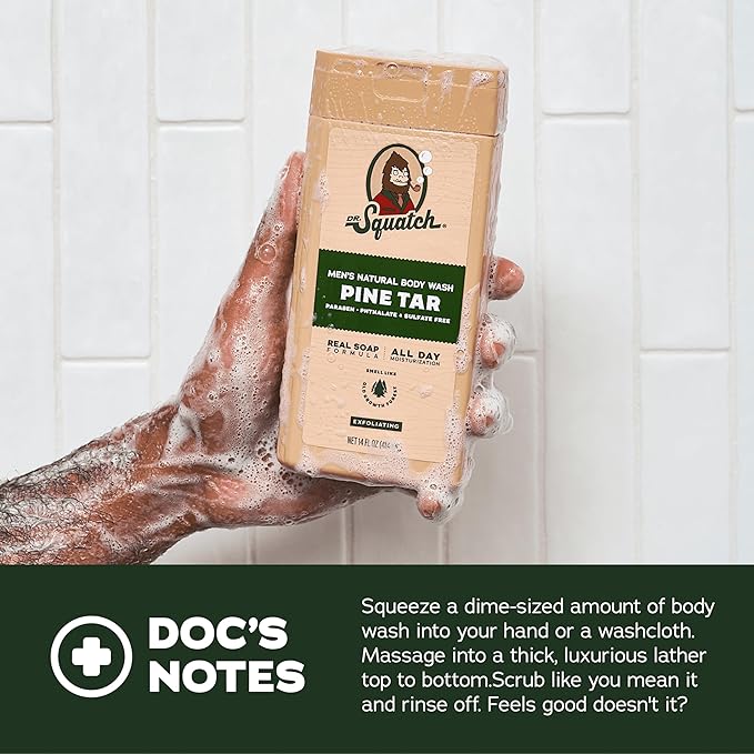 Dr. Squatch NEW Body Wash and Deodorant for Men Gift Set | No Paraben, Phthalate, Sulfate | Odor-Squatching, Aluminum-Free | Wood Barrel Bourbon Body Wash (8 oz, 3-Pack) & Deodorant (2.56 oz, 2-Pack)