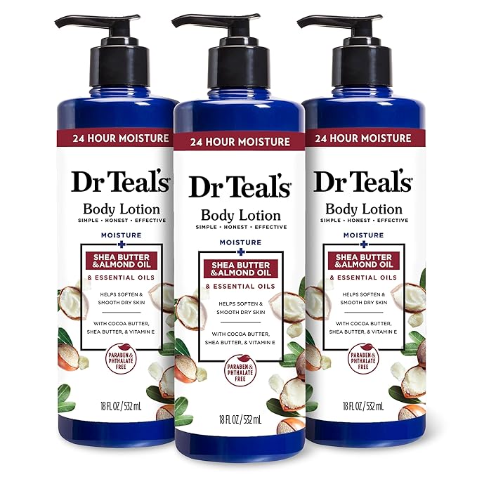 Dr Teal's Body Lotion, Shea Butter & Almond, 18 oz (Pack of 3)