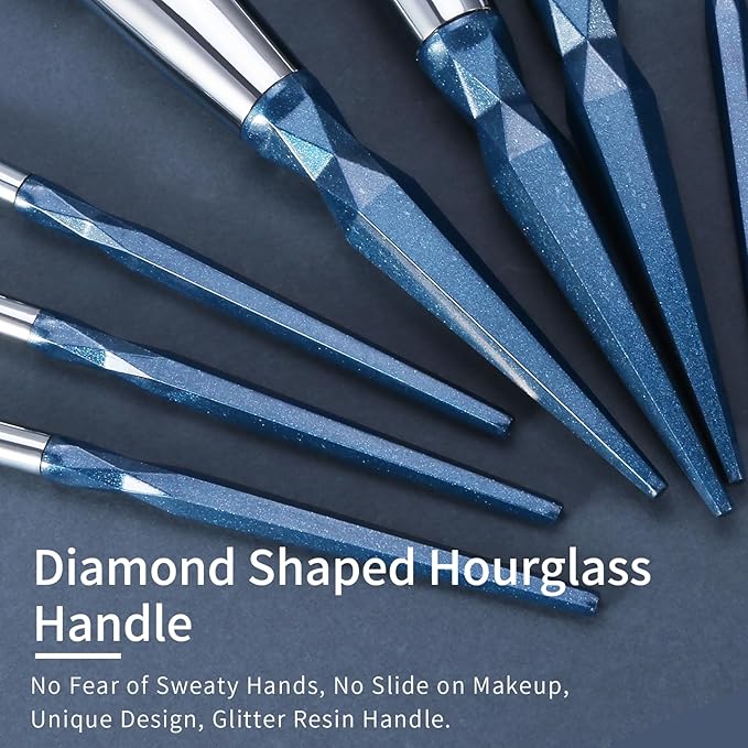 Blue Sapphire Makeup Brush Set Professional, Vegan Makeup Brushes Set, Makeup Brush Set with Case, Glitter Cosmetic Brushes Makeup Set, Make up Brushes Vegan, Make up Brushes Set Professional