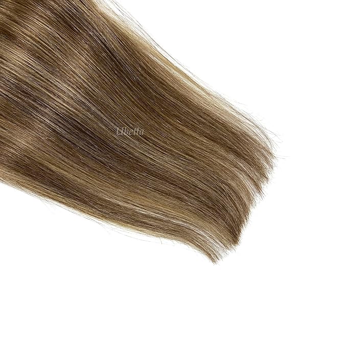 Sew in Hair Extensions - Real Human Hair Balayage Brown and Blonde Highlights Weft for Women, 14 Inch 80G Hand Tied Weft Human Hair Bundles