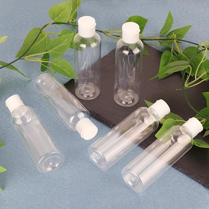 80 Pack 4 oz Plastic Bottles with White Top Caps, Clear Empty Bottles, Cosmetic Containers for Lotion and Shampoo, Travel-Friendly Bottles, BPA-Free for Liquids and Personal Care