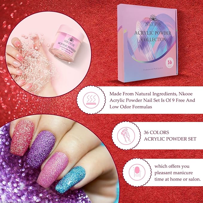 36 Colors Acrylic Nail Powder Set, Full Color Acrylic Powder Is Suitable For Beginners To Carve And Extend Nails, Become A Beautiful Gift For Christmas
