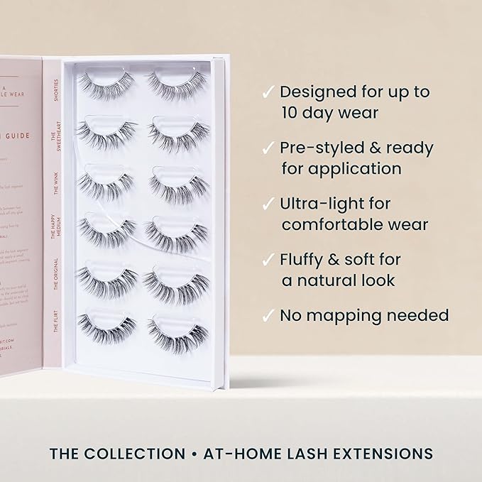 Collection Box Lashes – Natural Lash Clusters for Women - Salon Quality At Home Eyelashes Extension Kit - 6 Lash Sets - No Lash Glue Included