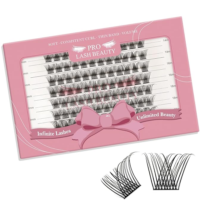 Lash Clusters, 96 Pcs Individual Cluster Lashes DIY Lash Extension Eyelash Clusters Volume Wispy Lashes Super Thin Band Reusable Soft & Comfortable(Natural-D-14-20 mix)