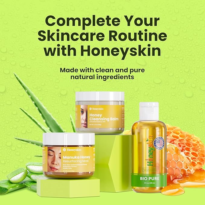 Honeyskin Organic Aloe Vera Gel for Face with Orchid & Apple Stem Cells - Soothing & Hydrating Aloe Gel for Sunburn Relief & After Sun Care - 100% Aloe Vera Gel for Hair, Face & Body (12 Fl Oz)