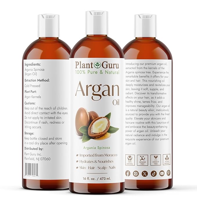 Argan Oil 16 fl. oz. Morocco Virgin, Cold Pressed 100% Pure Natural - Stimulates Hair Growth, Skin, Face And Body Moisturizer.