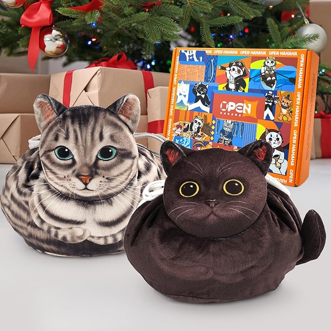 Drawstring Makeup Bag, Cat Makeup Bag, Travel Makeup Organizer, Cosmetic Pouch Bag, Cat Gift for Women, Lay Flat Makeup Bag Gifts for Cat Lovers(2-pack)