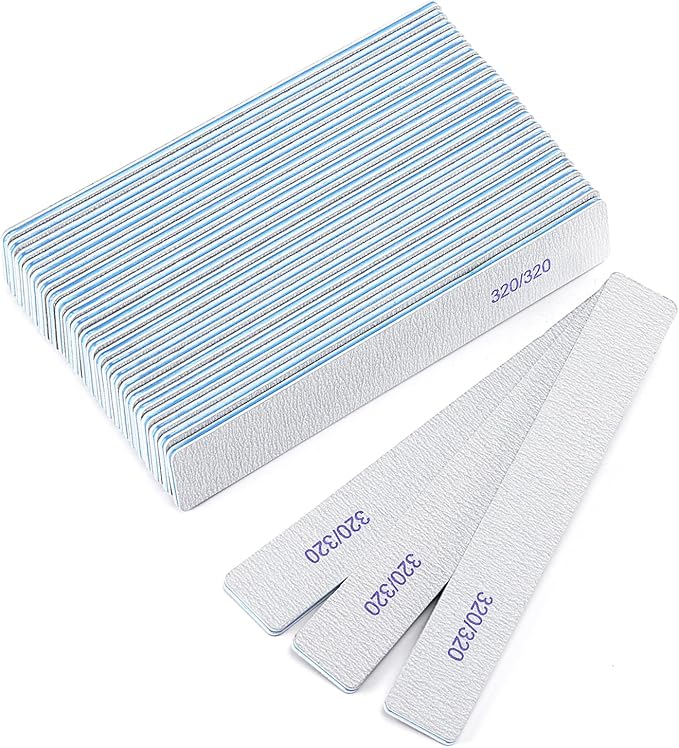 25 Count Nail Files for Natural Nails 320 Grit Fine Grit Nail Buffers for Buffing and Smoothing Nails