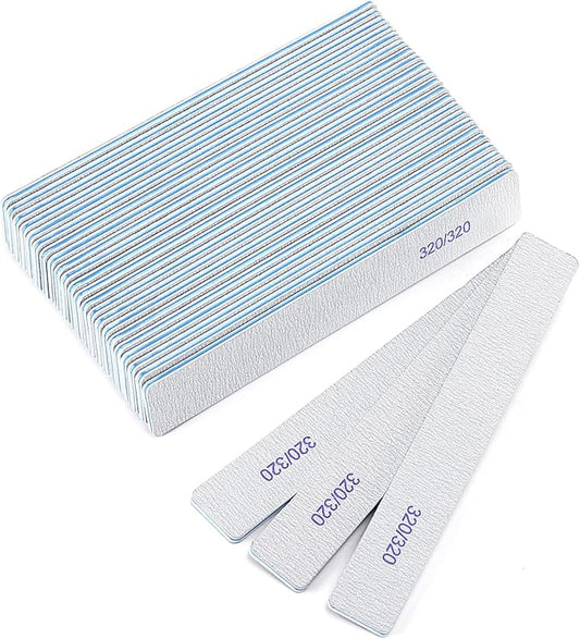25 Count Nail Files for Natural Nails 320 Grit Fine Grit Nail Buffers for Buffing and Smoothing Nails